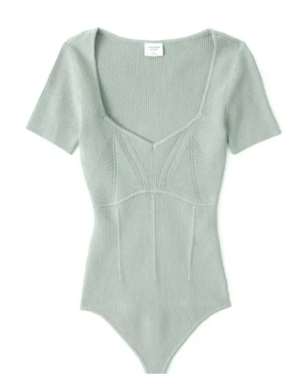 Abercrombie & Fitch Sweetheart Sweater Bodysuit Sage Green